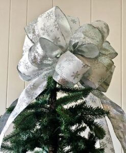 Winter's White Snowflake Tree Topper Bow
